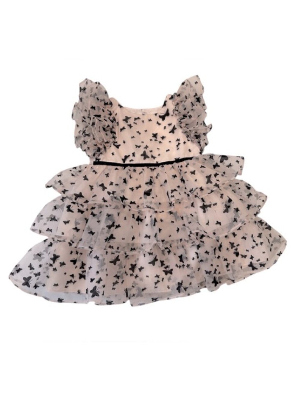 Pippin and Julie Toddler Girls Ruffled Flutter Sleeve Birthday Party Dress 3T
